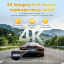 Dashcam 4K - Auto Camera - Veilig Rijden - 123° Groothoeklens - 2160P Resolutie - Zwart — thumbnail 3