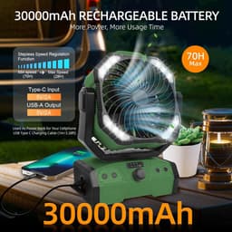 Krachtige Draagbare Oplaadbare Ventilator met Afstandsbediening en LED — thumbnail 4