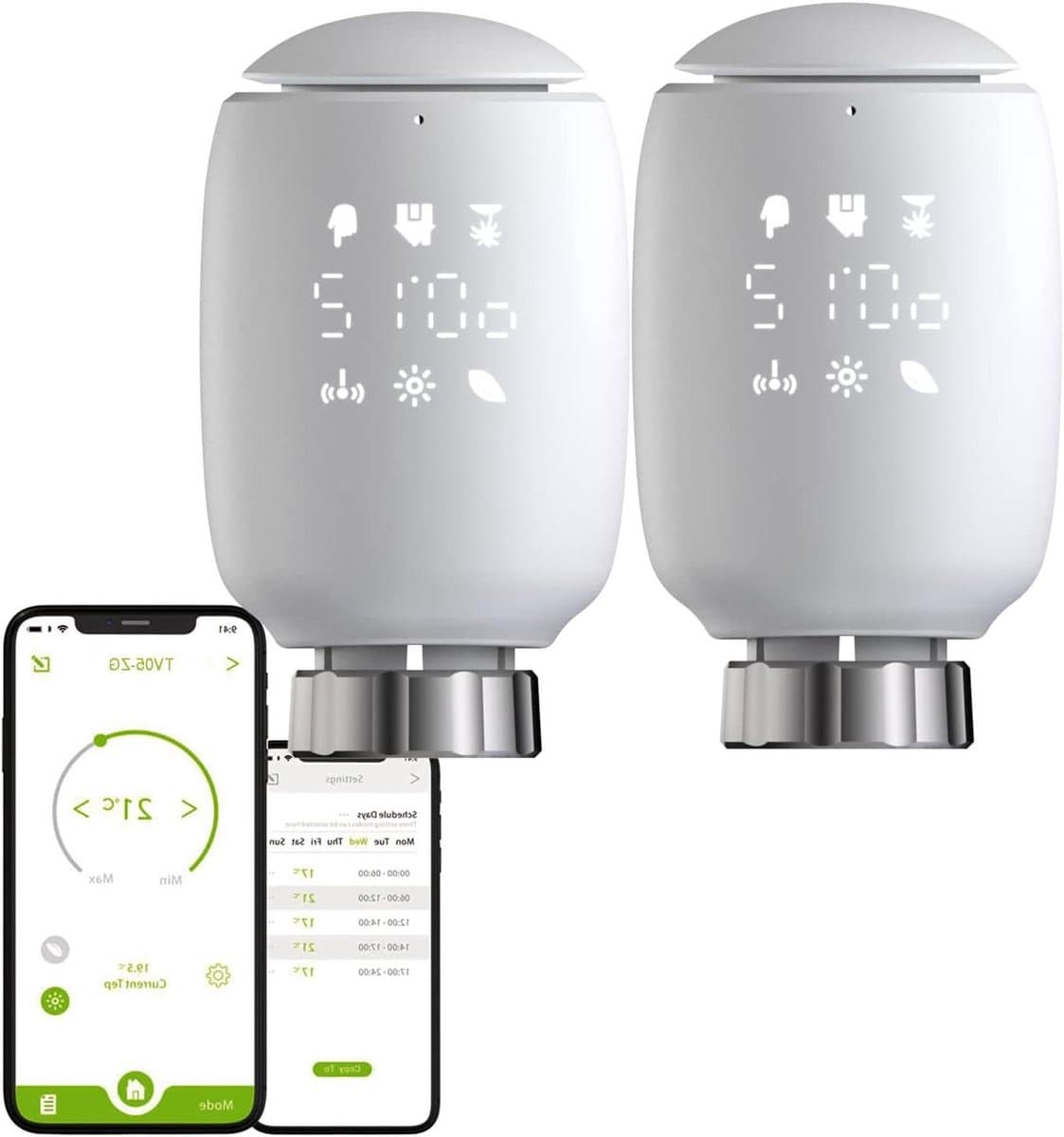 Thermostatische Radiator Klep - Slimme Thermostaat - Energie Besparen - Programmeerbare Weekschema - M30 x 1.5 - Wit — afbeelding 1