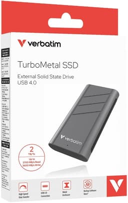 Verbatim TurboMetal Serie - Externe SSD - 2TB - USB4 Type-C - Grijs — thumbnail 1