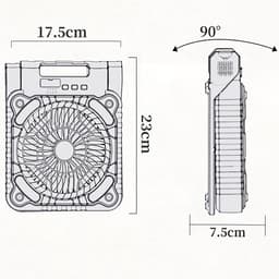 Op zonne-energie werkende campingventilator met ingebouwde oplaadbare batterij van 7800 mAh, dubbele stroomvoorziening, draagbare ventilator met timer en ledverlichting, geschikt voor thuis en buitenshuis, oranje. — thumbnail 3