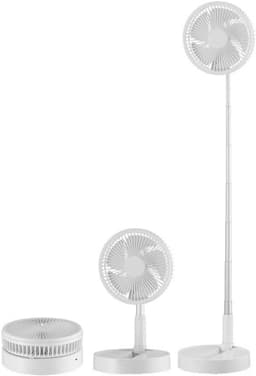 Draagbare,7200 mAh opvouwbare en telescopische vloerventilator met USB-oplaadfunctie, geschikt voor thuis, studentenkamers en als bureau. Compact op te bergen. — thumbnail 1