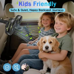 Dubbele Kop Autoventilator, Verstelbare 360 Graden Draaibaar 12 Volt Voertuig Stille Koelventilator, 3 Snelheden Achterbank Autoventilator voor Kinderen, Honden, Bestelwagen, SUV, Camper, Boot — thumbnail 3
