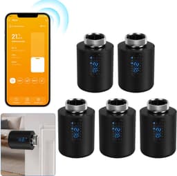 Slimme Thermostaatkraan voor Radiator – WiFi, App en 6 Modi – Zwart – 5-pack — thumbnail 1