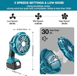 Makita 18V Li-ion accu draagbare ventilator met verlichting, stille USB oplaadbare bureauventilator met afstandsbediening, 4-uurs timer, krachtige luchtstroom, 3 snelheden — thumbnail 3
