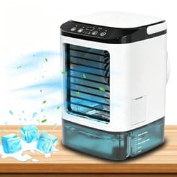Luchtkoeler - Draagbare airconditioner - Persoonlijke koeler - Met 2 vernevelingsstanden en verlichting in 7 kleuren en 3 snelheden - 900 ml watertank - Met handvat - Voor thuis kamer of kantoor — thumbnail 1