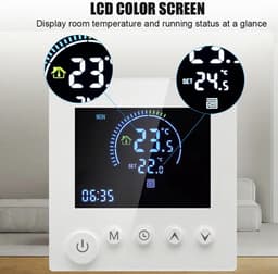 Programmeerbare Thermostaat - Temperatuurregelaar Kamer - Verwarming Regelen - NTC-temperatuursensor - 86 x 86 mm - Wit — thumbnail 4