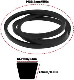 Maaier V-riem 754-0230 - Compatibel met MTD 44" - Rubber/Aramidevezel - 12,7 mm breed - 7,9 mm hoog - Externe lengte 1422,4 mm - Maaiervet — thumbnail 2