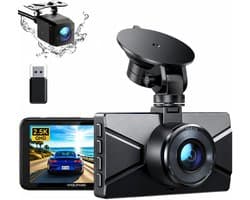 SnelShoppen - Dash Cam 2.5K Voor en Achter Met 3.0" LCD-scherm, Super Nachzicht, Loop Recording, G-sensor, 170° Wide Angle HDR, Parkeerbewaking