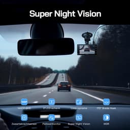 SnelShoppen - Dash Cam Voor en Achter 2.5K, 3.0" LCD, Super Nachzicht, Loopopname, G-sensor, 170° Groothoek HDR, Parkeerbewaking — thumbnail 1
