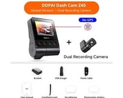 Dashcam voor Auto - Dual Dashcam 2.7K 1944P - Auto Camera Recorder - 360° Draaibaar - Sony IMX335 Sensor - 24H Parkeermodus - H.265 Video - Zwart - Zonder GPS