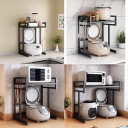 Metalen Magnetron Stand - Keukenrek - Keuken Opslag - Stalen Heavy Duty - 36x36x60cm - Zwart — thumbnail 4