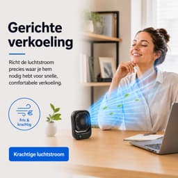 Draagbare Bureauventilator - Kleine USB-C Ventilator - Mini Tafel Ventilator 3 Standen - Lichtgewicht Mini Desk Fan - Compacte Kleine Oplaadbare Ventilator - voor Auto, Kantoor & Onderweg - Handventilator Oplaadbaar - Handwaaier - Zwart - Silvergear — thumbnail 3