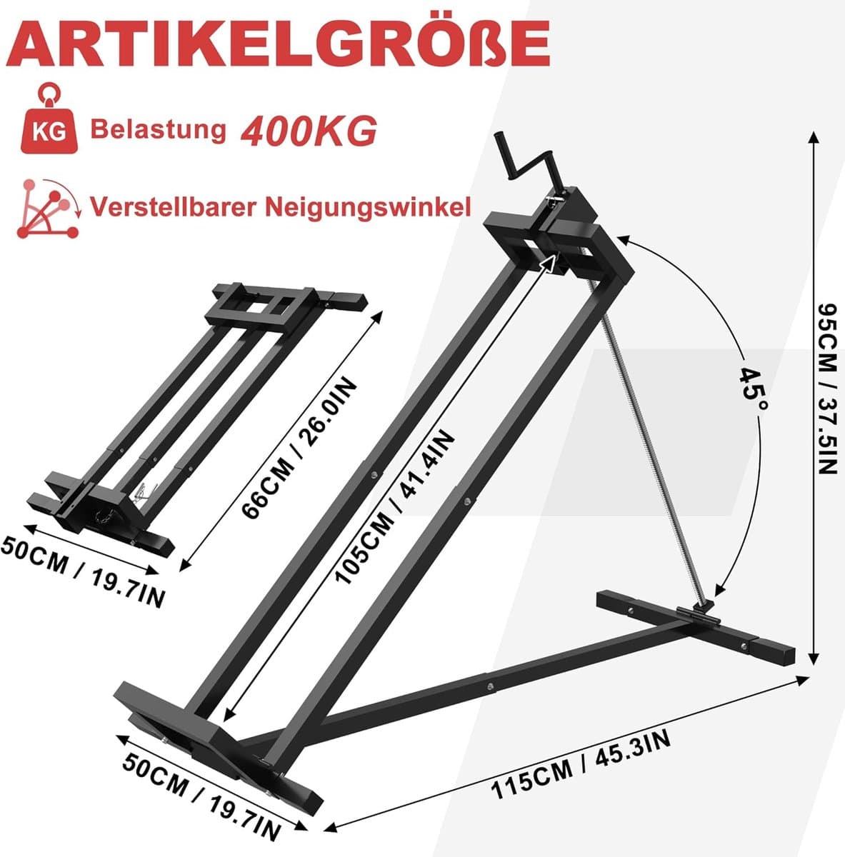 Grasmaaier Hefbrug - Onderhouds lift Krik - Grasmaaier Onderhoud - Verstelbare Lengte en Hoogte - 400 kg Draagvermogen - Zwart — afbeelding 1