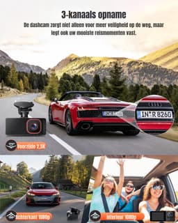 QORA® Dual Dashcam - Dashcam Voor Auto 1080p - Voor en Achter Camera – Zwart - 11cm x 2cm x 6cm; 300 g — thumbnail 2