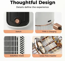 KZQ Draagbare torenventilator wit met 3 snelheden, horizontaal en verticaal instelbaar, geschikt voor kantoor, woonkamer en slaapkamer — thumbnail 5