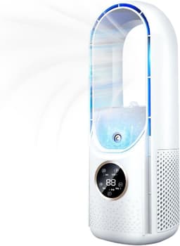 Draagbare airconditioner - Draagbare USB-luchtkoeler en ventilator zonder bladen - 6 instelbare vermogensniveaus - Stille koelventilator en luchtbevochtiger (wit) — thumbnail 1