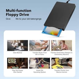 Externe Floppy Disk Reader - USB Floppy Drive - Oude Bestanden Lezen - Plug and Play - Ultraslank - Zwart — thumbnail 5