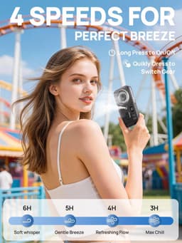 Handheld Misting Fan - Oplaadbare draagbare persoonlijke koelventilator met 4 snelheden en waterspray, stille lichtgewicht mini handventilator voor reizen, thuis kantoor, buiten en strand — thumbnail 5