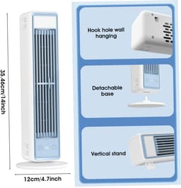 Novendo Goods - Kleine Torenventilator bladloos met luchtkoeling - 35 cm hoog - Stille ventilator met sterke luchtstroom voor kantoor en thuis - Draagbare aircooler — thumbnail 3
