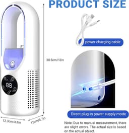 KZQ Kleine usb-ventilator met luchtbevochtiger, stille bureauventilator met 6 snelheden en 7 kleuren led-verlichting, geschikt voor slaapkamer en kantoor — thumbnail 4