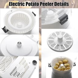 Elektrische Aardappelschiller - Schilmachine Keuken - Snel Groenten Schillen - Dubbele Functie Droger - 85W Vermogen - Wit — thumbnail 3