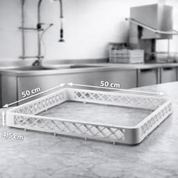 Vaatwassermanden Set - Afwasmand Bestekmand - Commercieel Afwassen - Fijne Bodemstructuur - 50 x 50 cm - Grijs — thumbnail 3