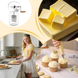Handmixer Menggereedschap - Keuken Accessoire - Zelf Boter Maken - Hittebestendige Glazen Pot - 1500 ml Capaciteit - Meerkleurig — thumbnail 2
