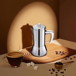 6 Cup Thickened 304 Stainless Steel Moka Pot Stovetop Espresso Maker Espresso Maker Cafeteras Italian Coffee Maker Capable Mocha Coffee Machine Greca Coffee Maker for Home & Camping 300ml 10oz — thumbnail 4