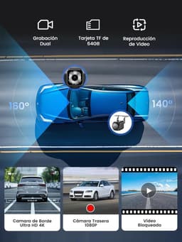 SnelShoppen - Carplay Auto 9 inch Scherm Met 4K Dashcam, Achteruitrijcamera 1080P, GPS Navigatie, Bluetooth 5.0, Spraakbediening, Mirror Link/FM, Incl — thumbnail 4