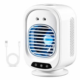 Mobiele Aircooler met Waternevel - Automatisch Oscillerende Mini Airco voor Slaapkamer - Stille Luchtkoeler met Timer & 3 Snelheden - Wit — thumbnail 1