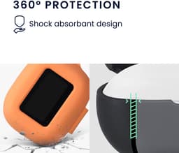 kwmobile cover voor oordopjes case - geschikt voor JBL Live Buds 4 / Beam 4 / Flex 4 - Trendy beschermhoes draadloze oordopjes in oranje — thumbnail 1