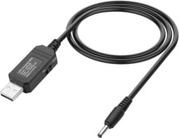 SnelShoppen - USB 5V naar 9V/12V DC Step-up Kabel met Schakelaar, USB-A naar DC 3.5x1.35mm Spanning Verhoger voor Camera, Router, Dashcam - 1M/3.28Ft — thumbnail 1