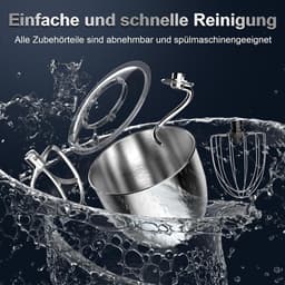 SnelShoppen - Keukenmachine Kneedmachine 1400W Deegmachine 6L RVS Kom 10+ P-niveaus Roermachine met Garde, Deeghaak en Spatbescherming voor Bakken — thumbnail 4