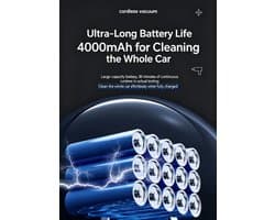 4-in-1 draadloze handstofzuiger voor de auto, krachtige draagbare stofzuiger met 6500 Pa zuigkracht, 200 W mini-autostofzuiger met ledverlichting, oplaadbare handstofzuiger met snelladen (Type-C) voor auto, huis, kantoor, dierenharen en stof.