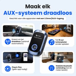 Siltcon® Bluetooth Receiver - BT 5.4 - 3.5MM AUX - Bluetooth Ontvanger - Bluetooth Audio Receiver - Bluetooth Auto via AUX - Aux Bluetooth - Handsfree Bellen - Universeel Auto, Speaker, Tablet, Laptop & Telefoon - USB-C Oplaadbaar - Incl. Aux kabel — thumbnail 4