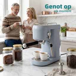 Vankel Halfautomatische Espressomachine - 20 Bar Hogedruk Extractie - 1400W Pistonmachine - 1L Waterreservoir - Met Stoompijpje voor Melkschuim - Koffiemachine voor Thuisgebruik - Blauw — thumbnail 4
