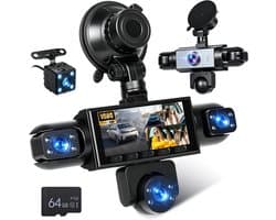 NHOPEEW Dashcam 1080P, 3,16 inch, 5 kanalen, cyclusopname - ShopVlot