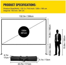 Beamer Scherm - Projector Screen - Projector Scherm - Projector Doek - Projector Scherm voor Beamer - Home Cinema Thuisbioscoop - Draagbare Beamer - Tripods — thumbnail 2