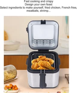 Elektrische Friteuse - Frituurpan - Gezinsmaaltijden Bereiden - Snelle Gelijkmatige Garing - 25 L - Zilver — thumbnail 5