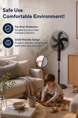 Asir - Staande Ventilator/Fan - 100% ABS - 50 x 50 x 145 cm — thumbnail 4