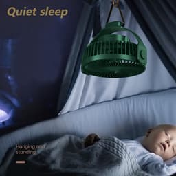 Draagbare campingventilator, oplaadbare ventilator op batterijen met haak, USB-ventilator met ophangkoord — thumbnail 5
