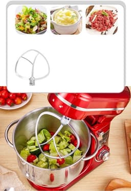 Keukenmixer – Keukenmachine - Keukenrobot - Foodprocessor - 6L - 2000W - Krachtige & Stille Motor – 6 Snelheden – Met Roestvrijstalen Kom – Metal Gray — thumbnail 1