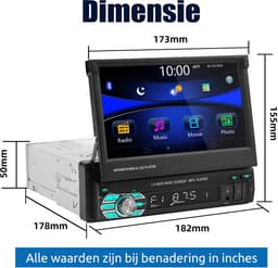 ESSGOO 1Din Autoradio Met Bluetooth - Apple Carplay & Android Auto - 7" HD Touchscreen Handmatig Opvouwbaar Scherm - USB, AUX, FM, EQ, TF — thumbnail 2