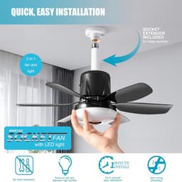 QTTVBTNA -Socket Ventilator Lamp - Plafondventilator Met Licht - E27 Socket Fan - Onafhankelijke Bediening - Bluetooth Muziekstreaming - Duurzaam ABS Kunststof - RGB Sfeerverlichting - Energiezuinige Koeling - 1 Stuk — thumbnail 4