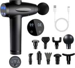 Massagepistool - Spierherstel Tool - Spierpijn Verlichten - 30 Snelheden - 9 Opzetstukken - Zwart — thumbnail 1