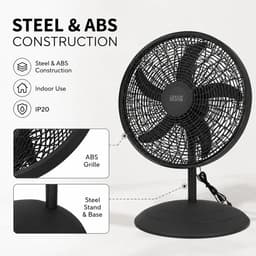 Bresht 3-in-1 Ventilator - 75W - Staand, Tafel- en Wandmodel - Drie instelbare snelheden - Zwart - Ø 50 cm - Tot 130 cm hoog — thumbnail 2