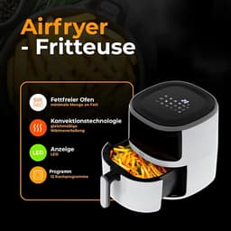 Heteluchtfriteuse - Airfryer Oven - Gezond Koken - Convectie Technologie - 5 Liter - Wit — thumbnail 3