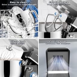 Keukenmachine - Mixer Foodprocessor - Bakken en Koken - Krachtige 2000W Motor - 7.2L Kom - Zwart — thumbnail 2