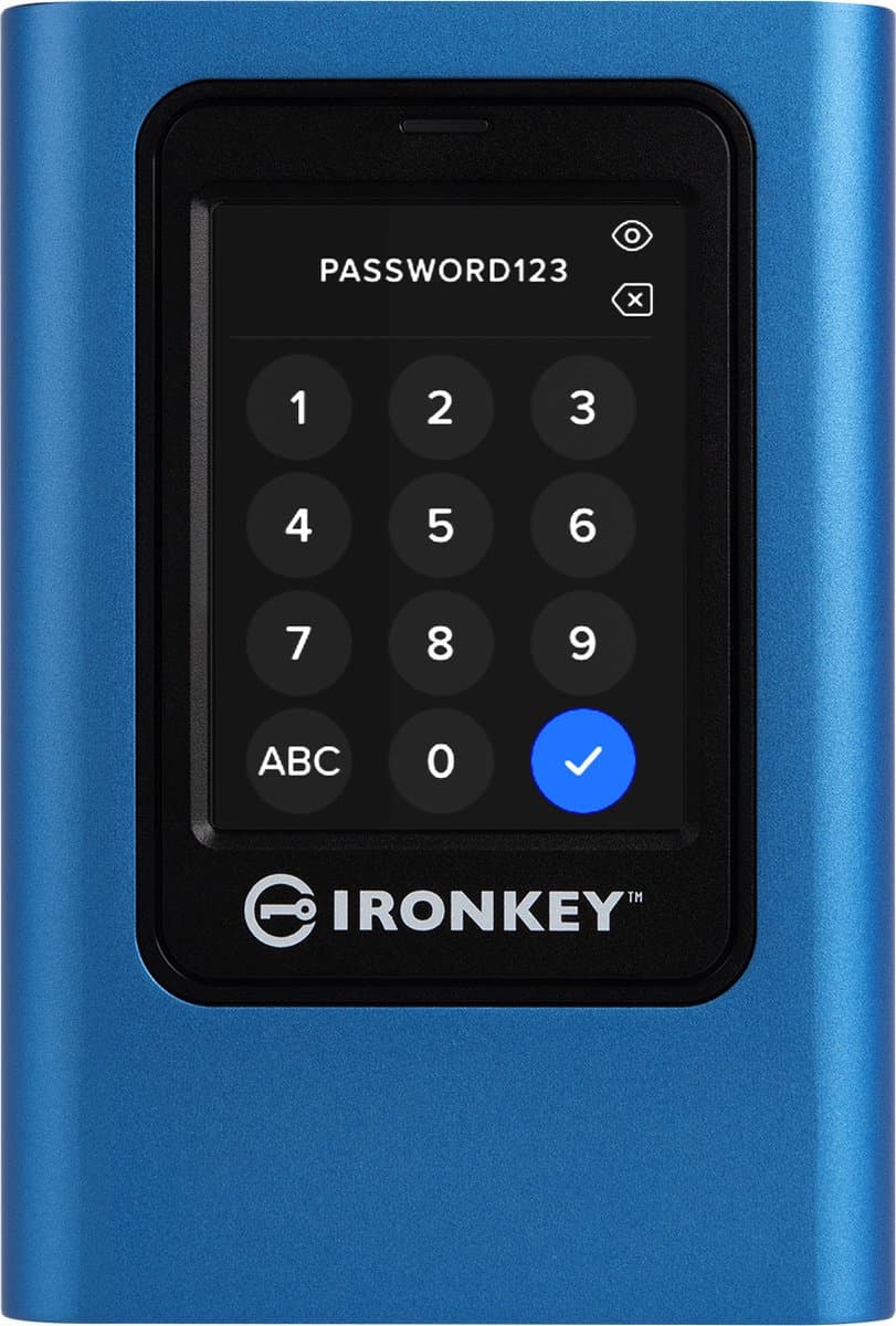 Kingsong IronKey Vault Privacy 80 960 GB Externe harde schijf (3,5 inch) USB-C Blauw IKVP80ES/960G — afbeelding 1